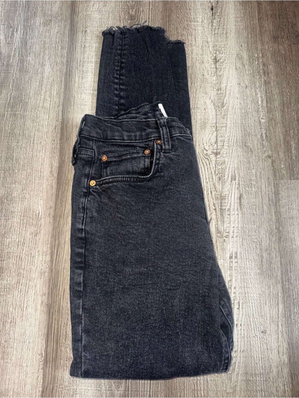 Free People We the Free Stella High Rise Button Fly Raw Hem Skinny Jeans Sz 28